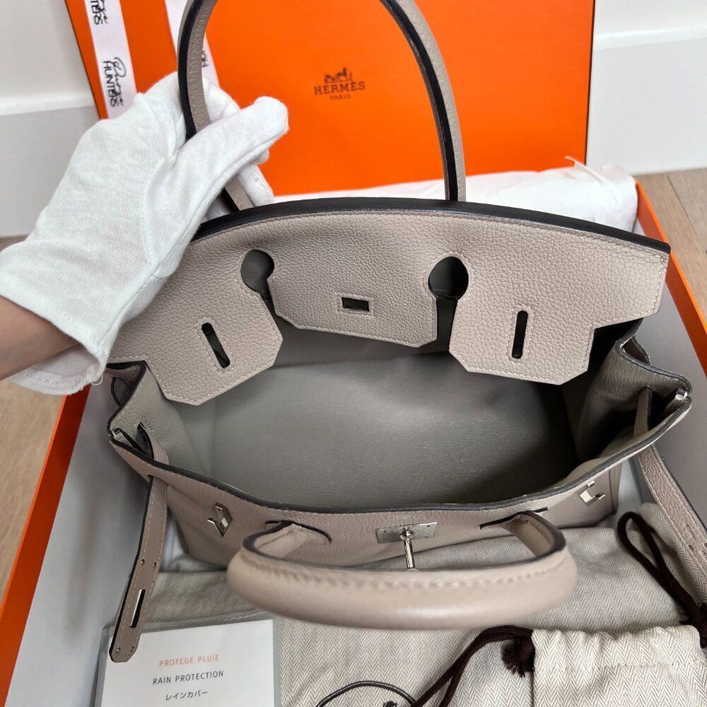 100% Authentic Hermes Birkin 30 Trench Togo PHW Stamp T - Picture 8 of 16